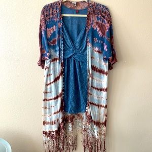 Sorry this is sold: XCVI tie dye Lacey throw with Anthropologie cotton shell.